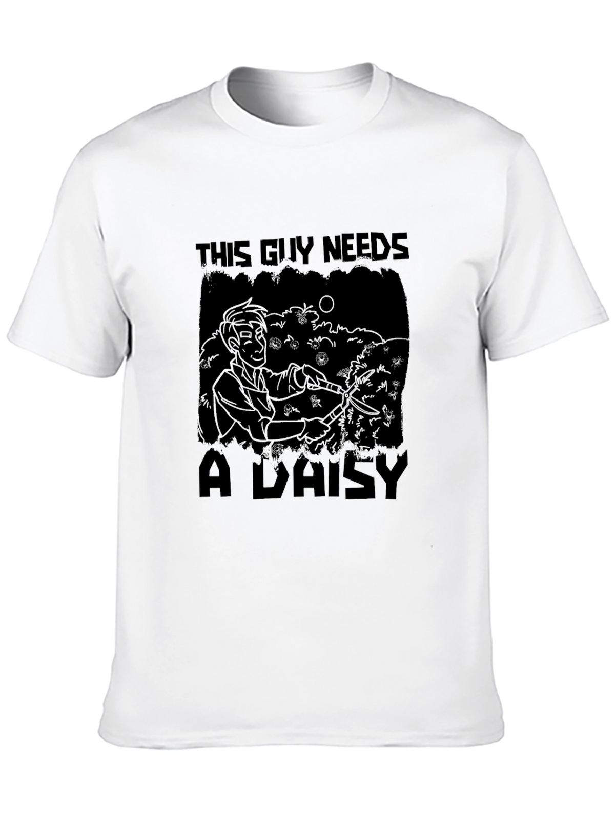 This Guy Needs a Daisy Black T-Shirt