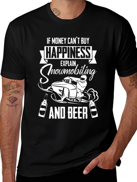 Snowmobiling & Beer Happiness Graphic Tee