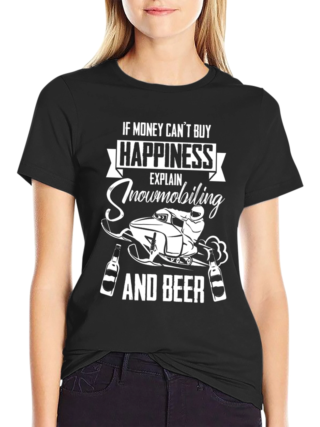 Snowmobiling & Beer Happiness Graphic Tee