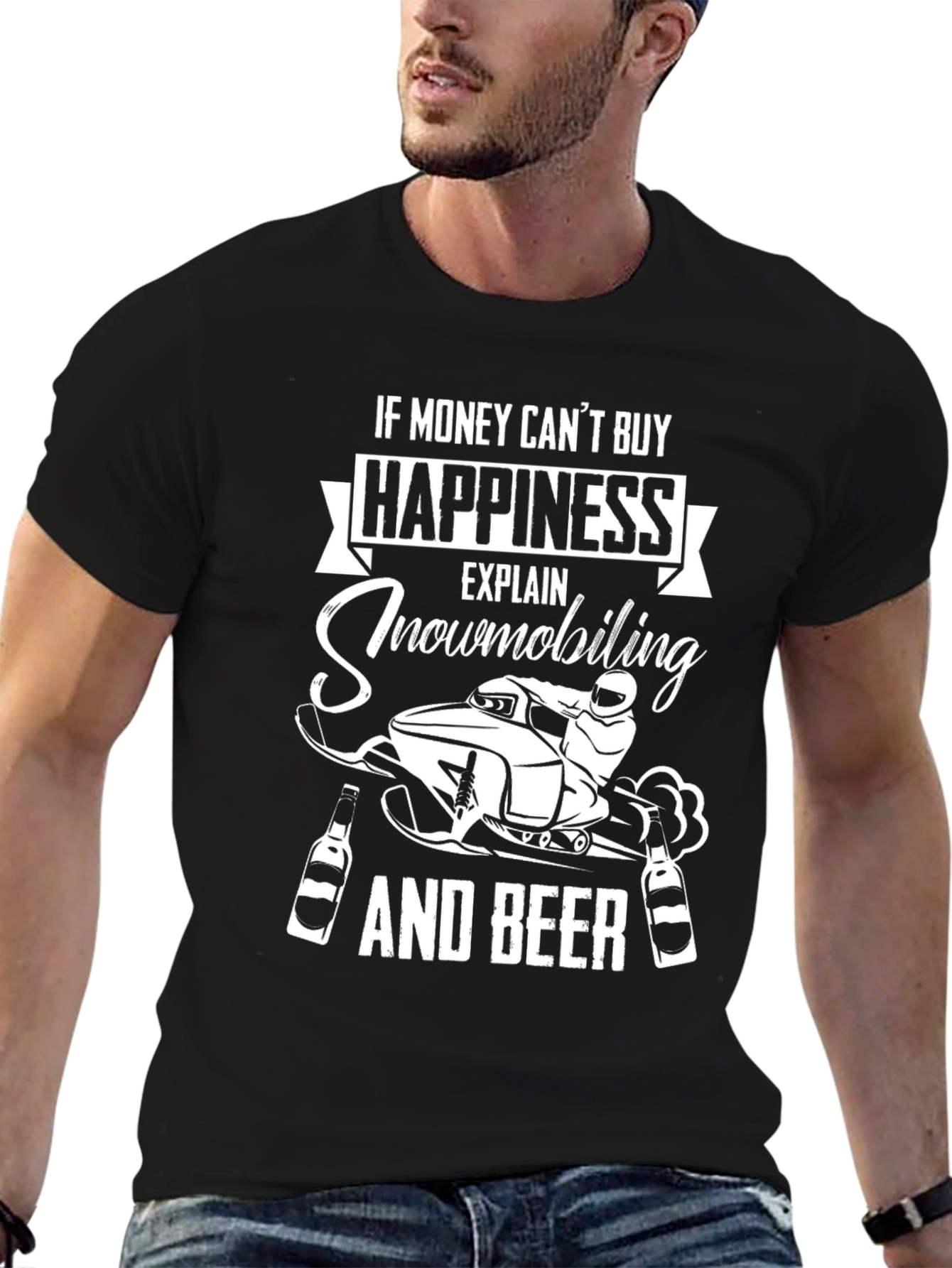 Snowmobiling & Beer Happiness Graphic Tee