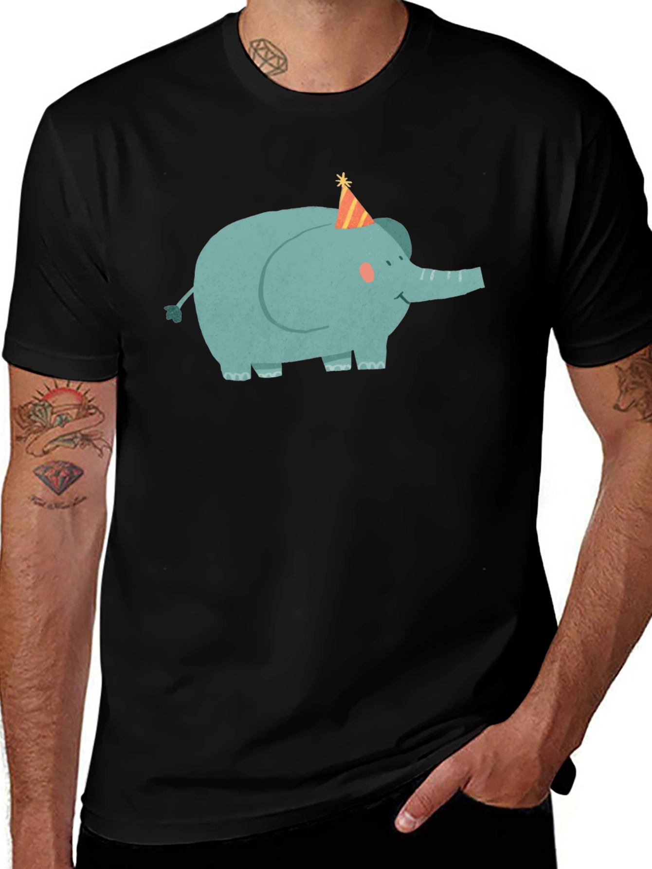 Elephant Party Tee - Cute Cartoon Graphic T-Shirt