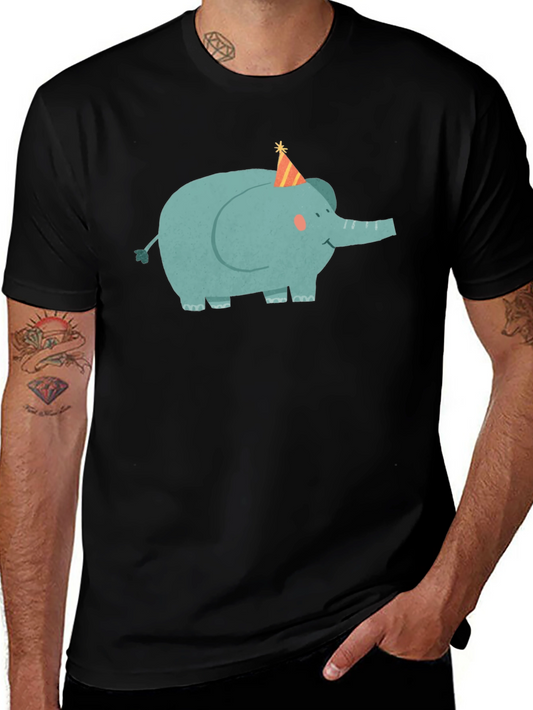 Elephant Party Tee - Cute Cartoon Graphic T-Shirt