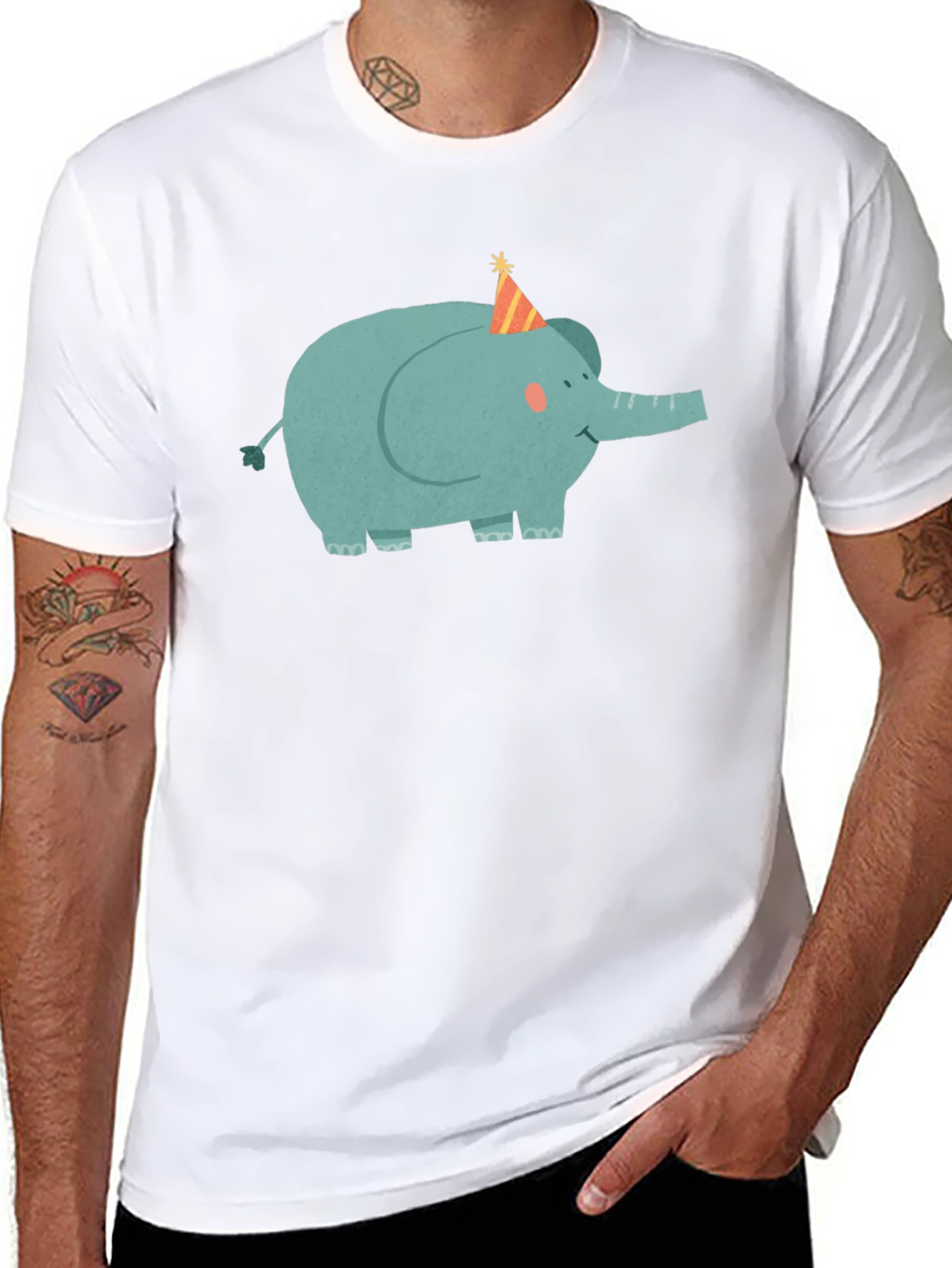 Elephant Party Tee - Cute Cartoon Graphic T-Shirt