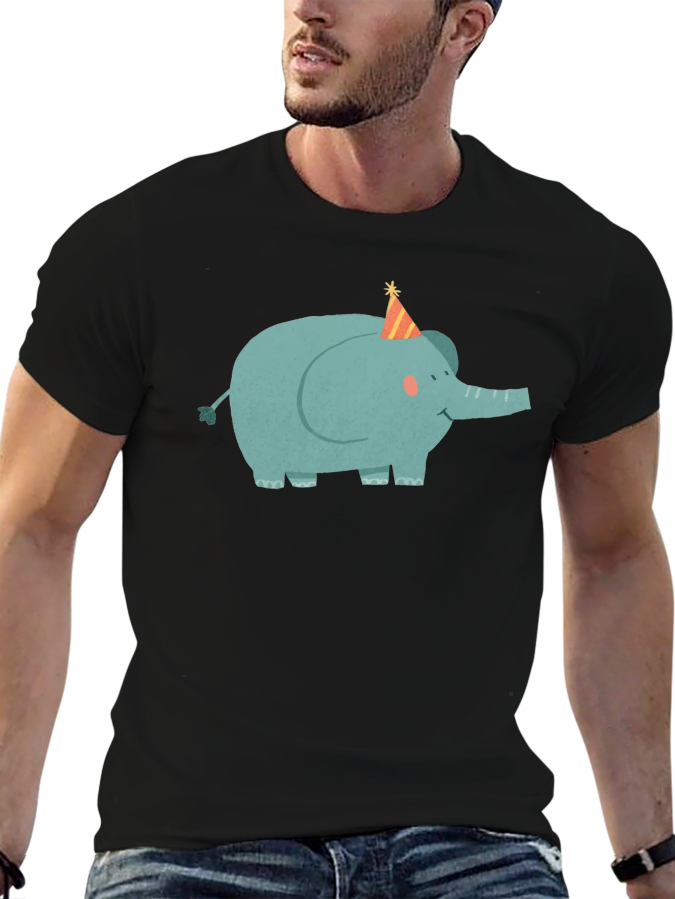 Elephant Party Tee - Cute Cartoon Graphic T-Shirt
