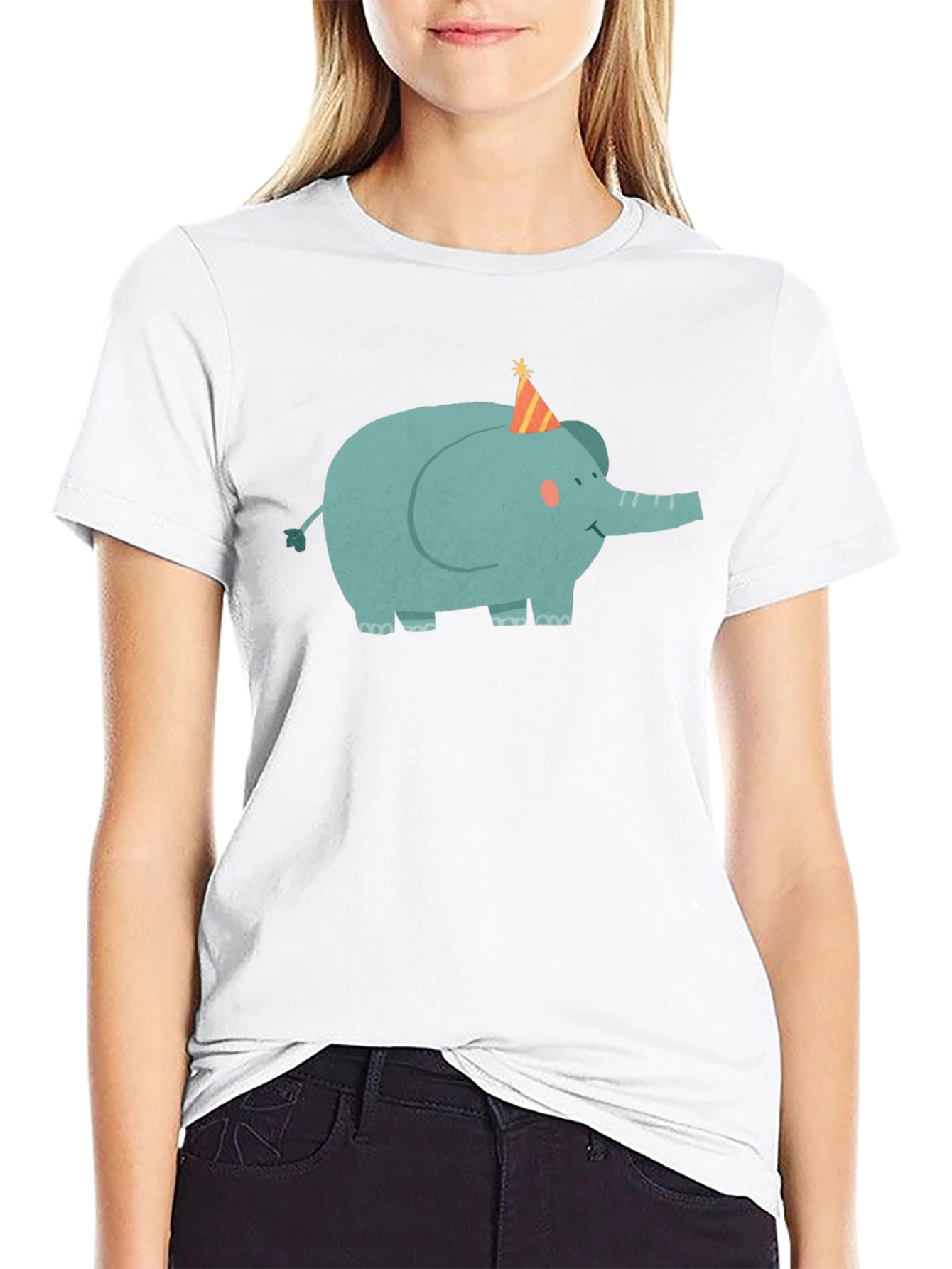 Elephant Party Tee - Cute Cartoon Graphic T-Shirt