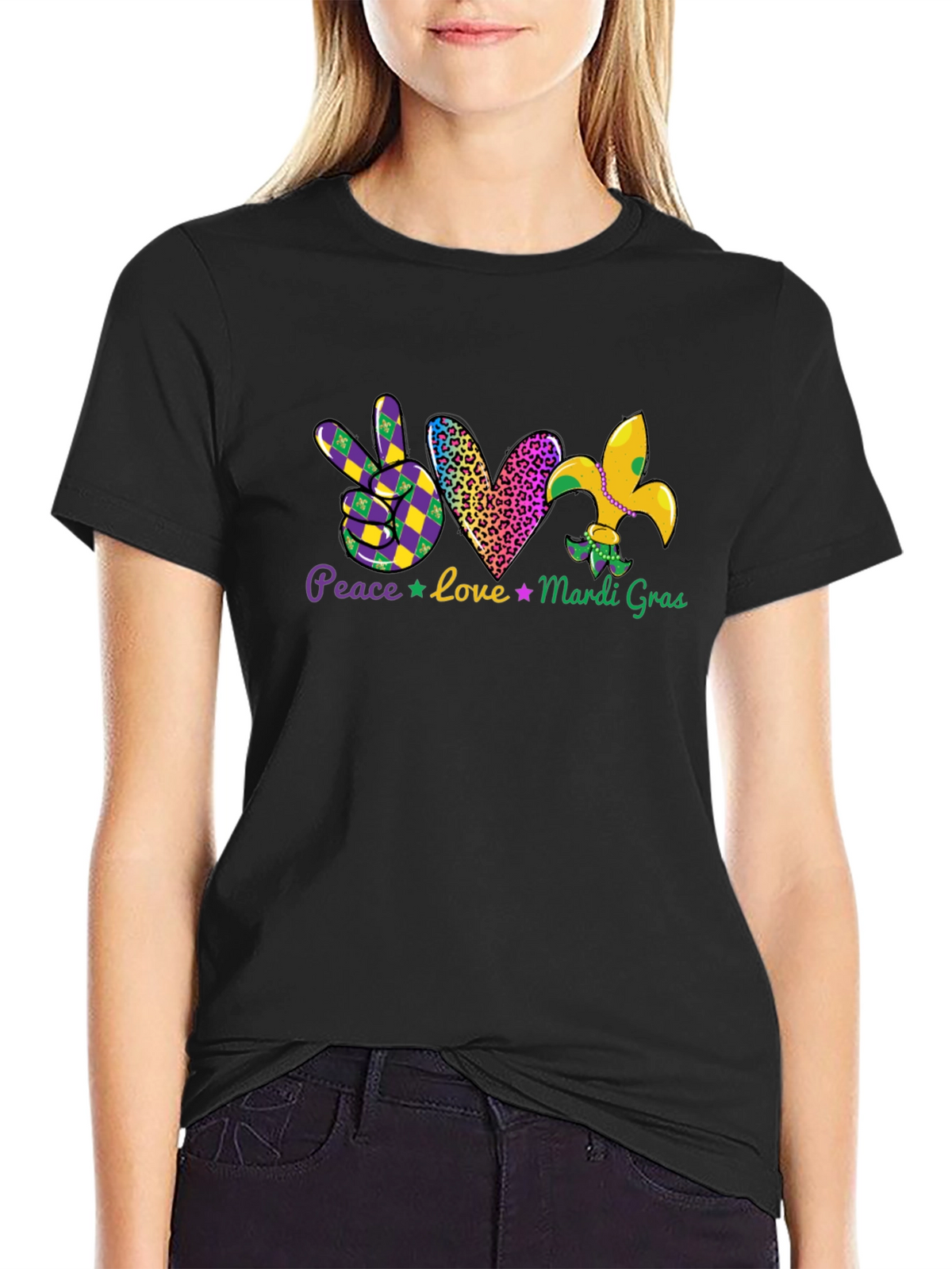 Mardi Gras Peace Love T-Shirt