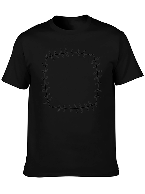 Leaf Border Graphic Print Tee - Black