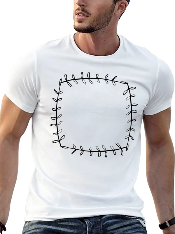 Leaf Border Graphic Print Tee - Black