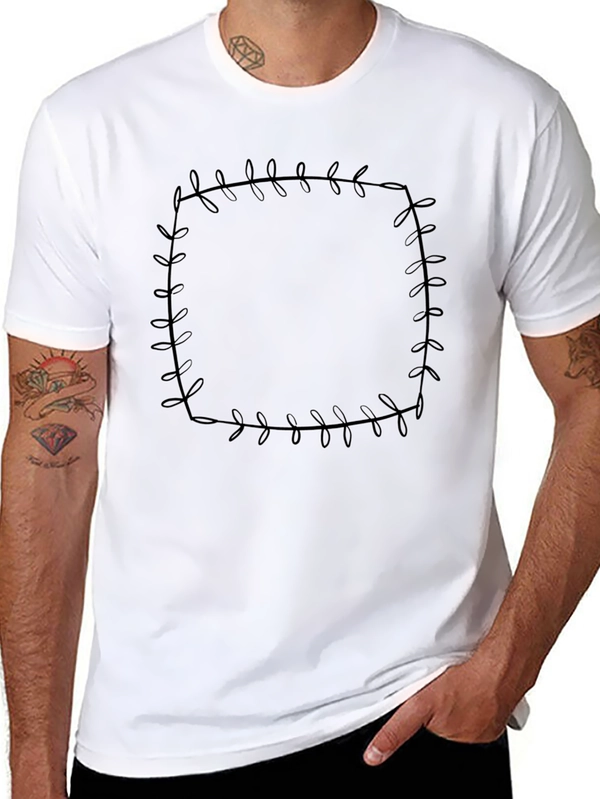Leaf Border Graphic Print Tee - Black