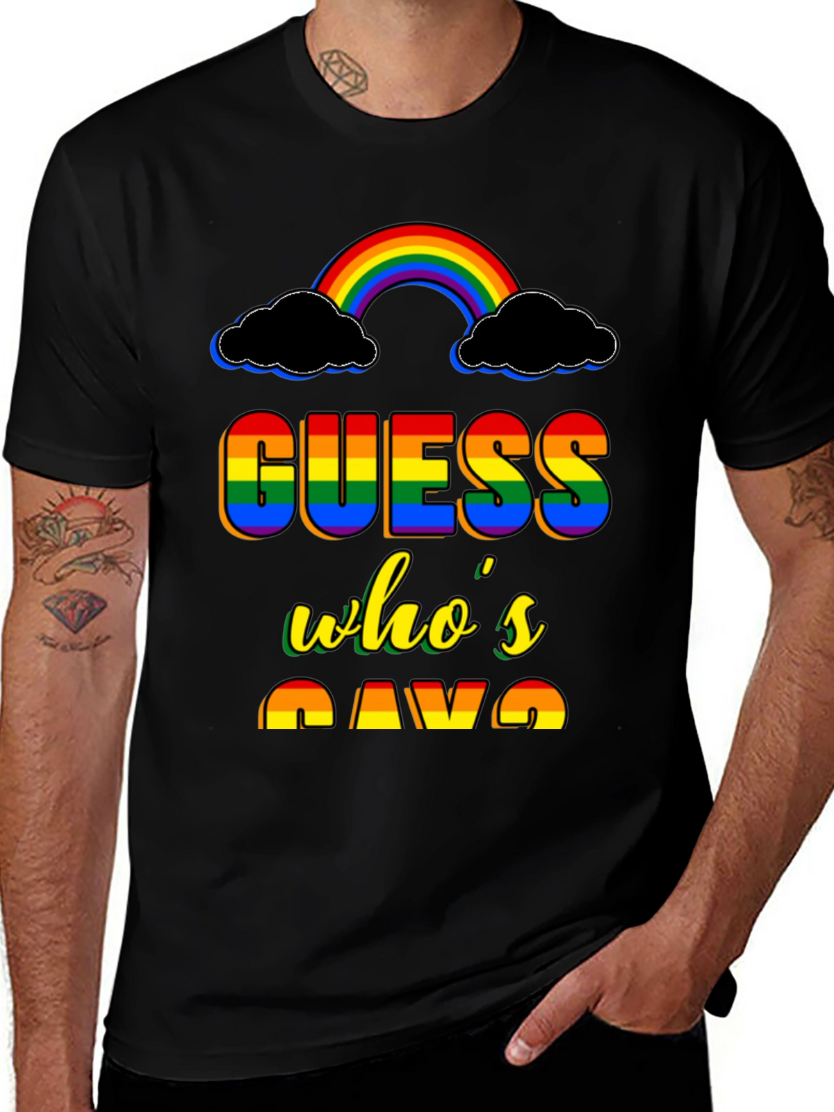 Guess Whos Gay T-Shirt Rainbow Pride