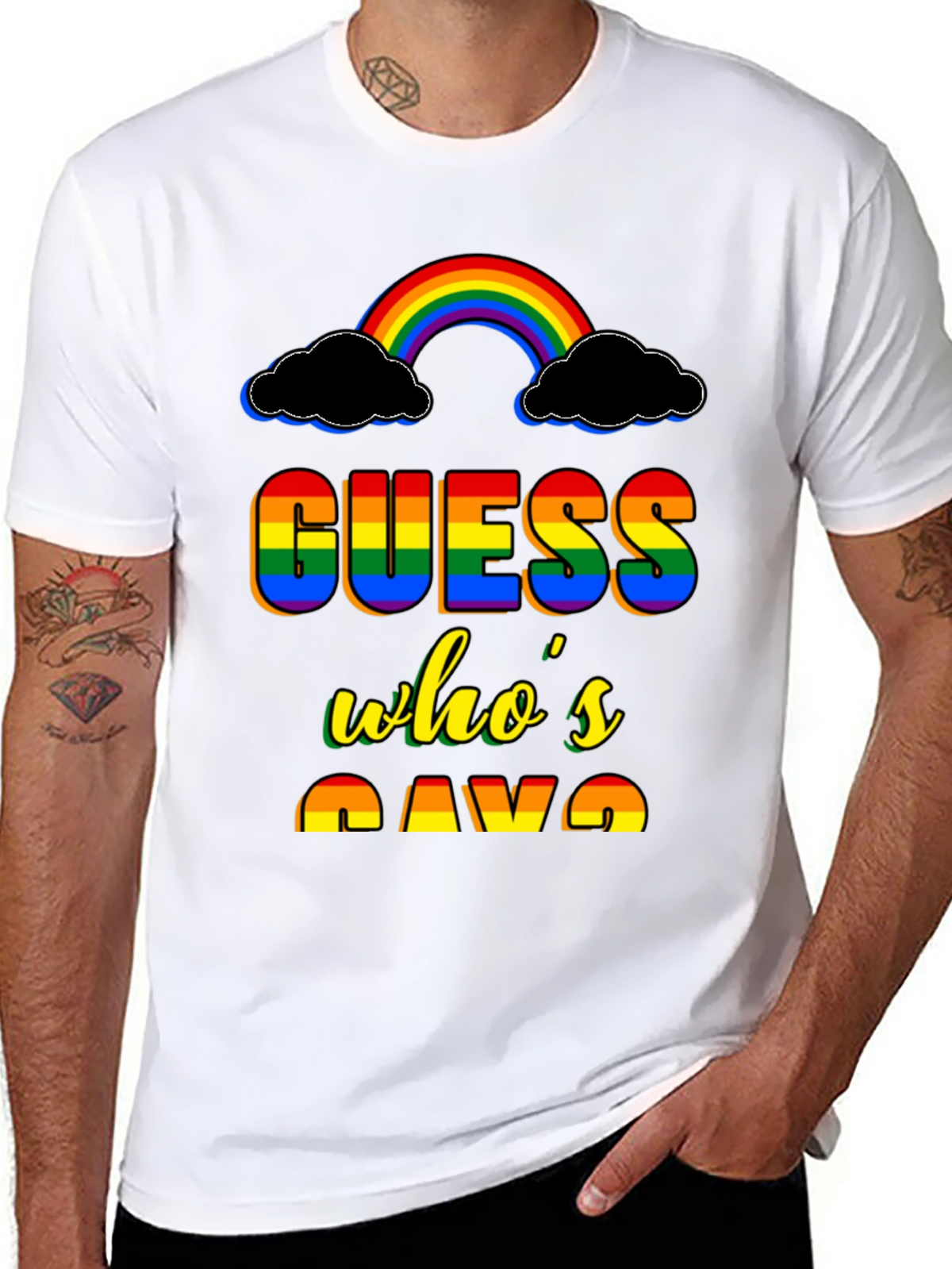 Guess Whos Gay T-Shirt Rainbow Pride