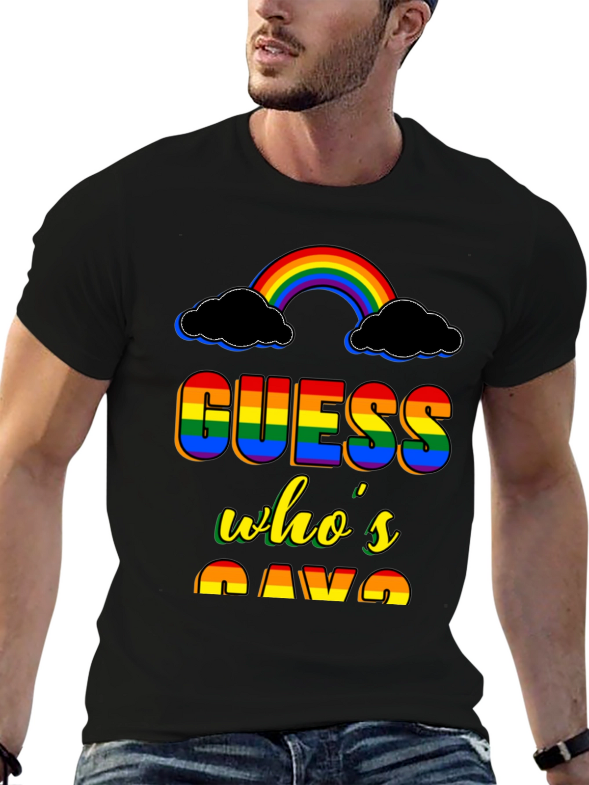 Guess Whos Gay T-Shirt Rainbow Pride