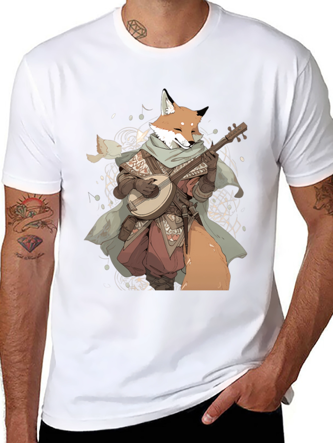 Fox Bard T-Shirt - Whimsical Design