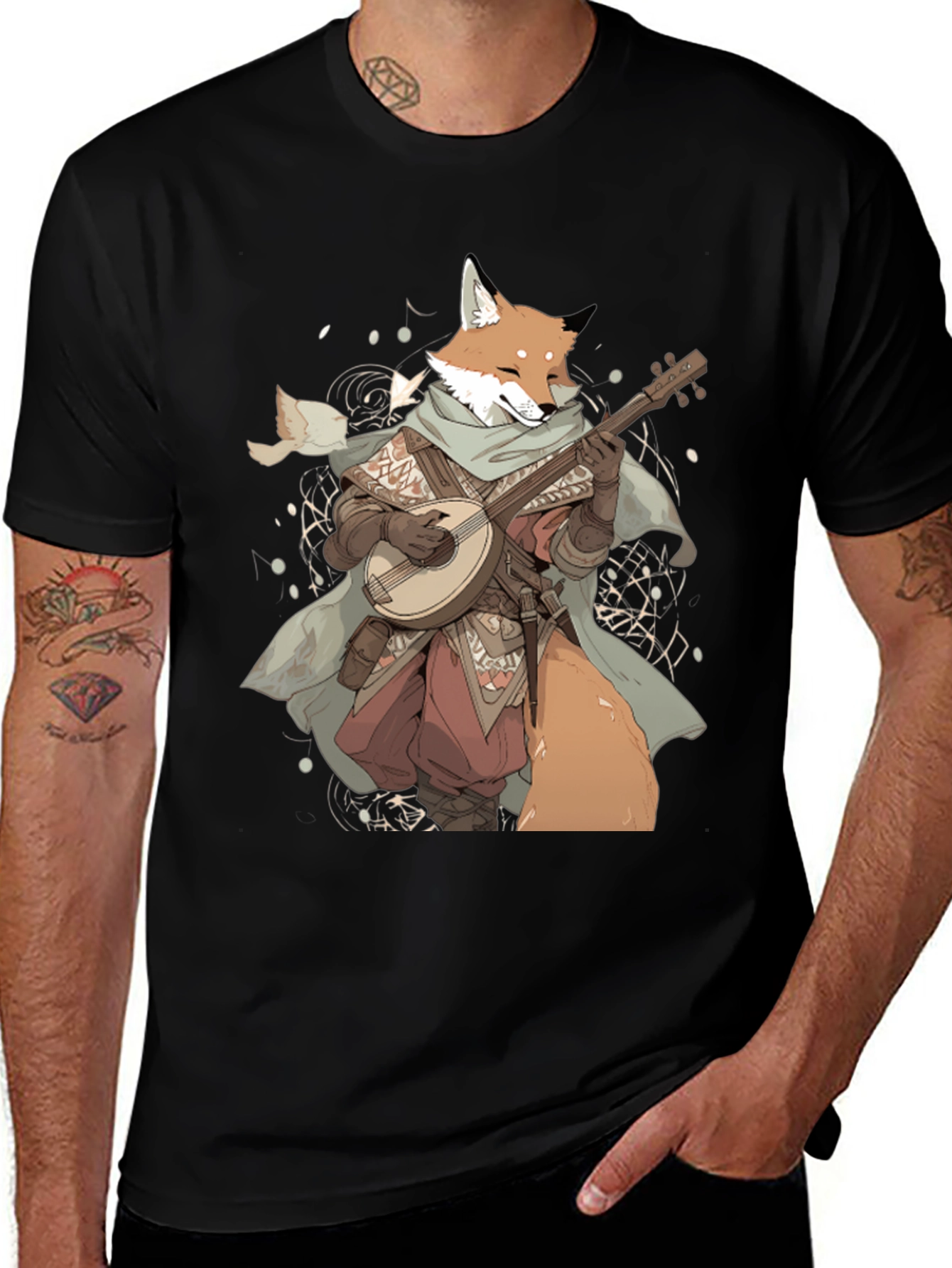 Fox Bard T-Shirt - Whimsical Design