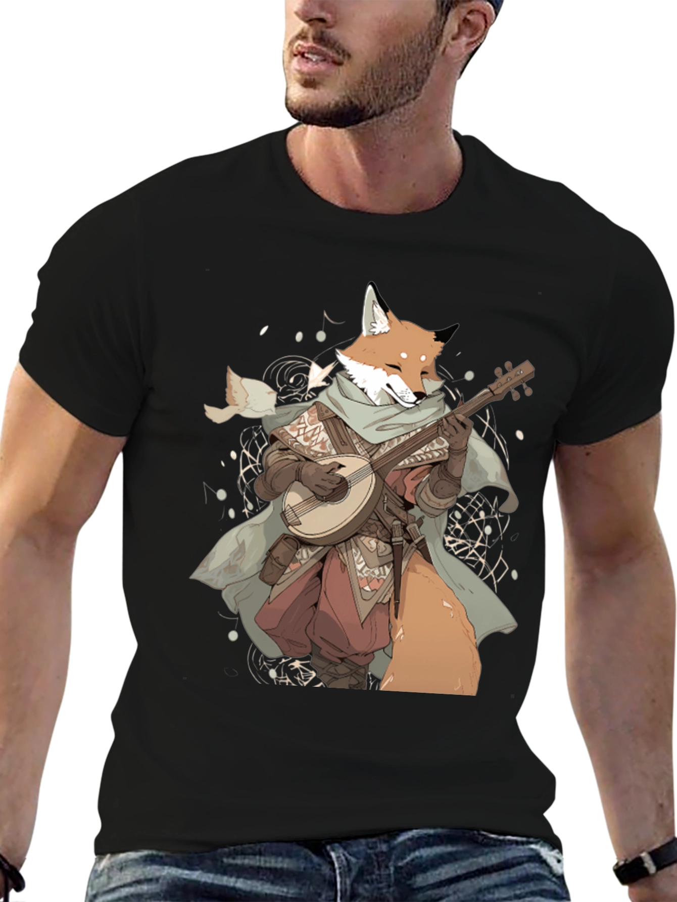 Fox Bard T-Shirt - Whimsical Design