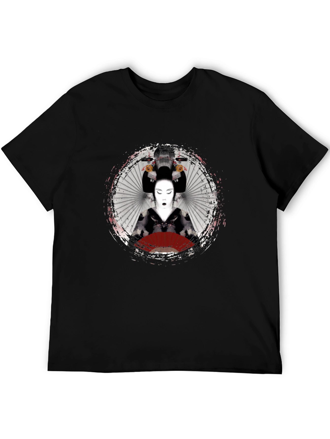 Geisha Graphic Print Black T-Shirt