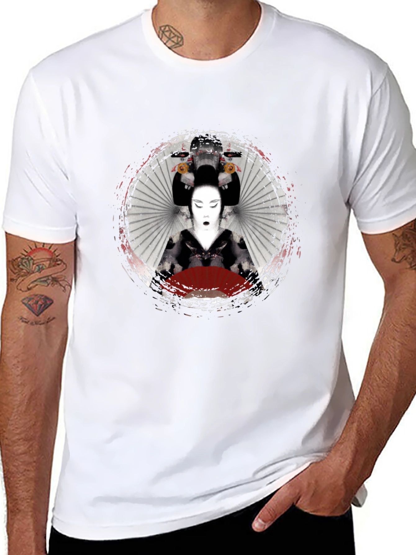 Geisha Graphic Print Black T-Shirt