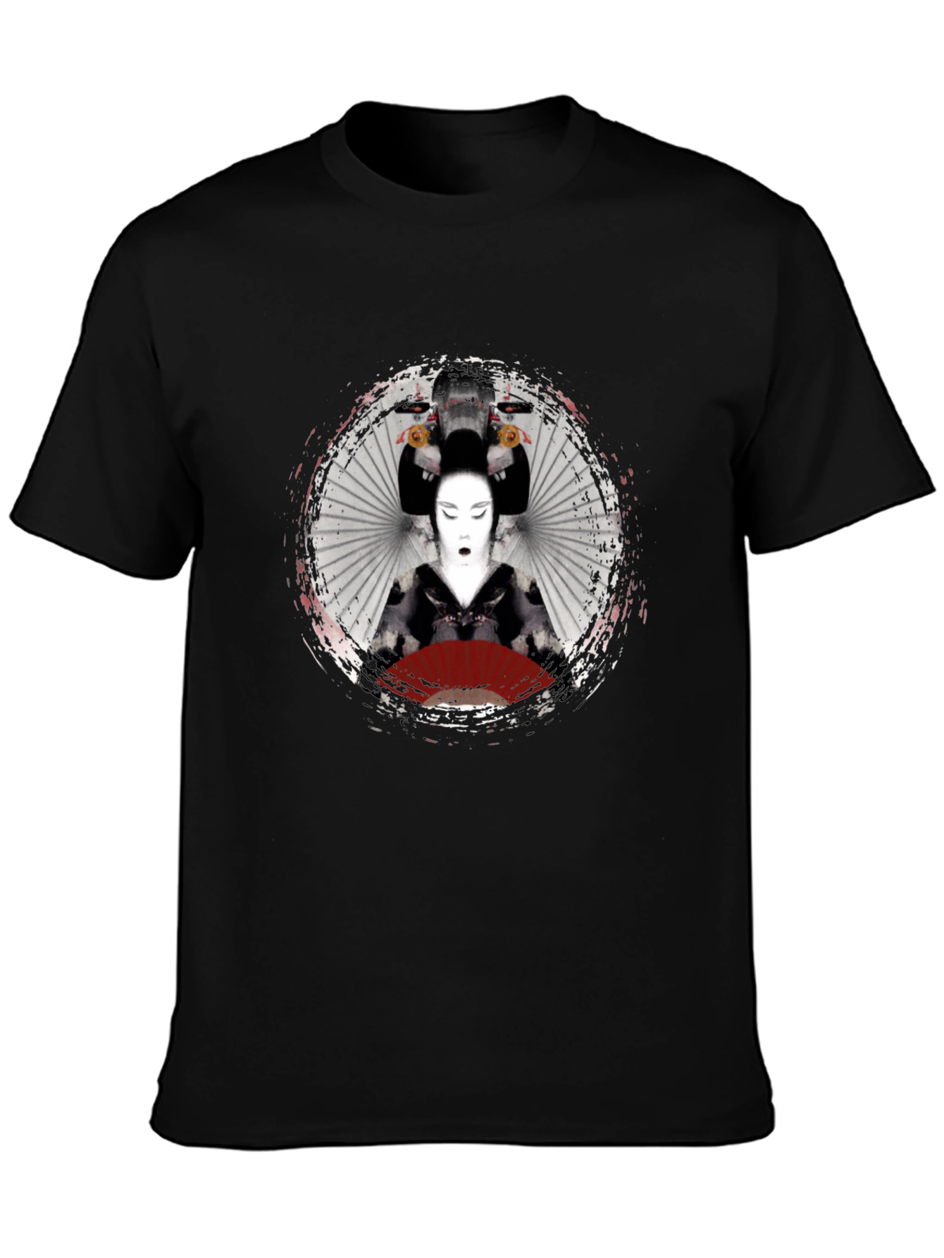 Geisha Graphic Print Black T-Shirt