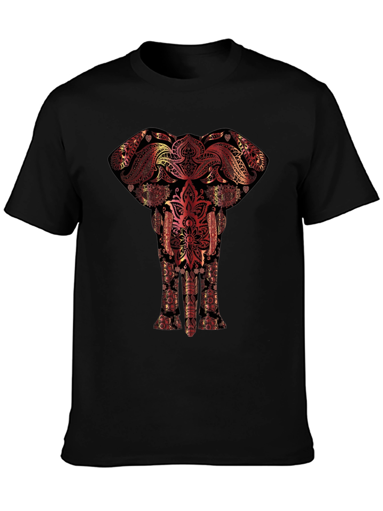 Elephant Mandala Graphic Tee - Artistic Black T-Shirt