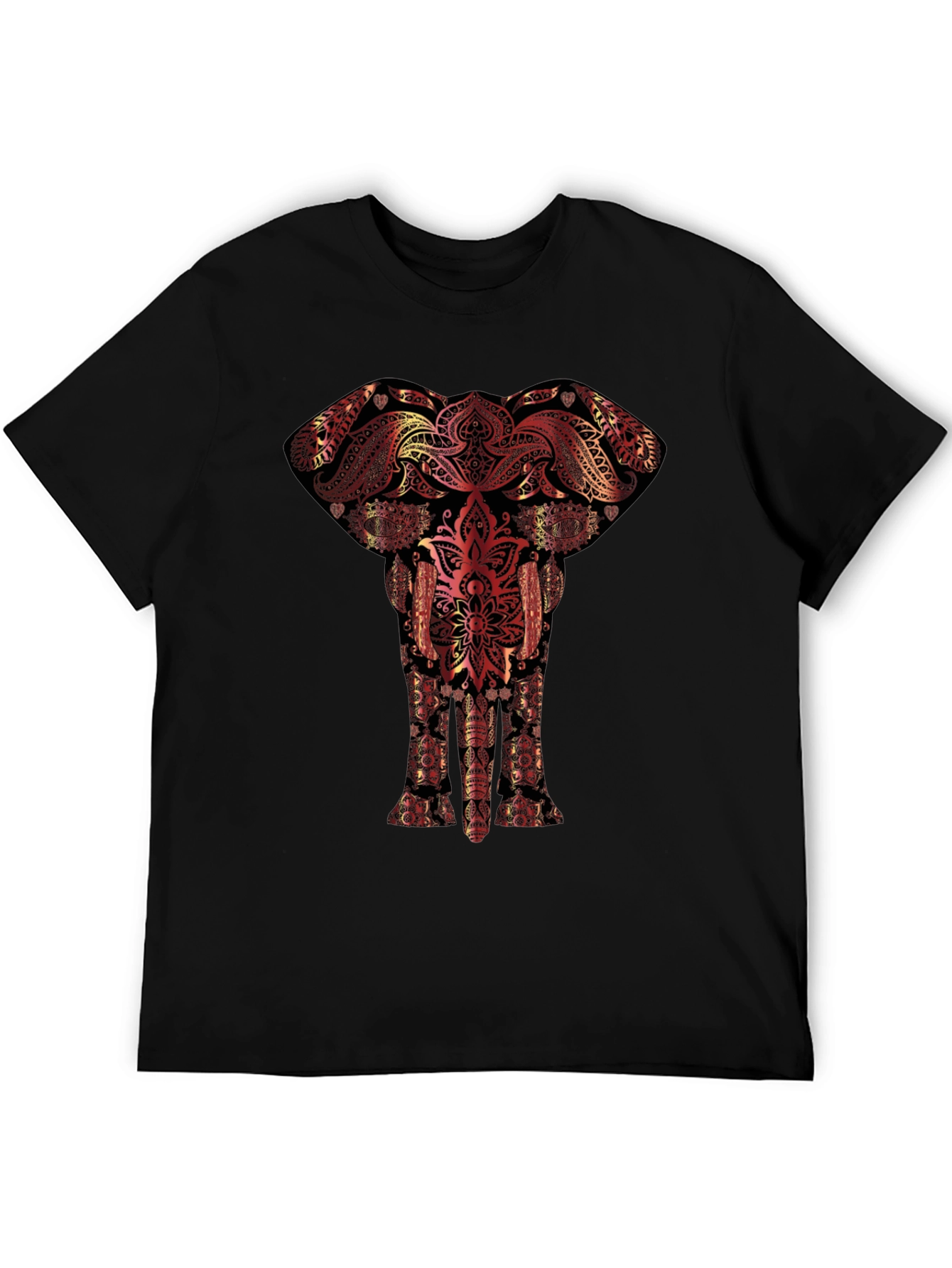 Elephant Mandala Graphic Tee - Artistic Black T-Shirt