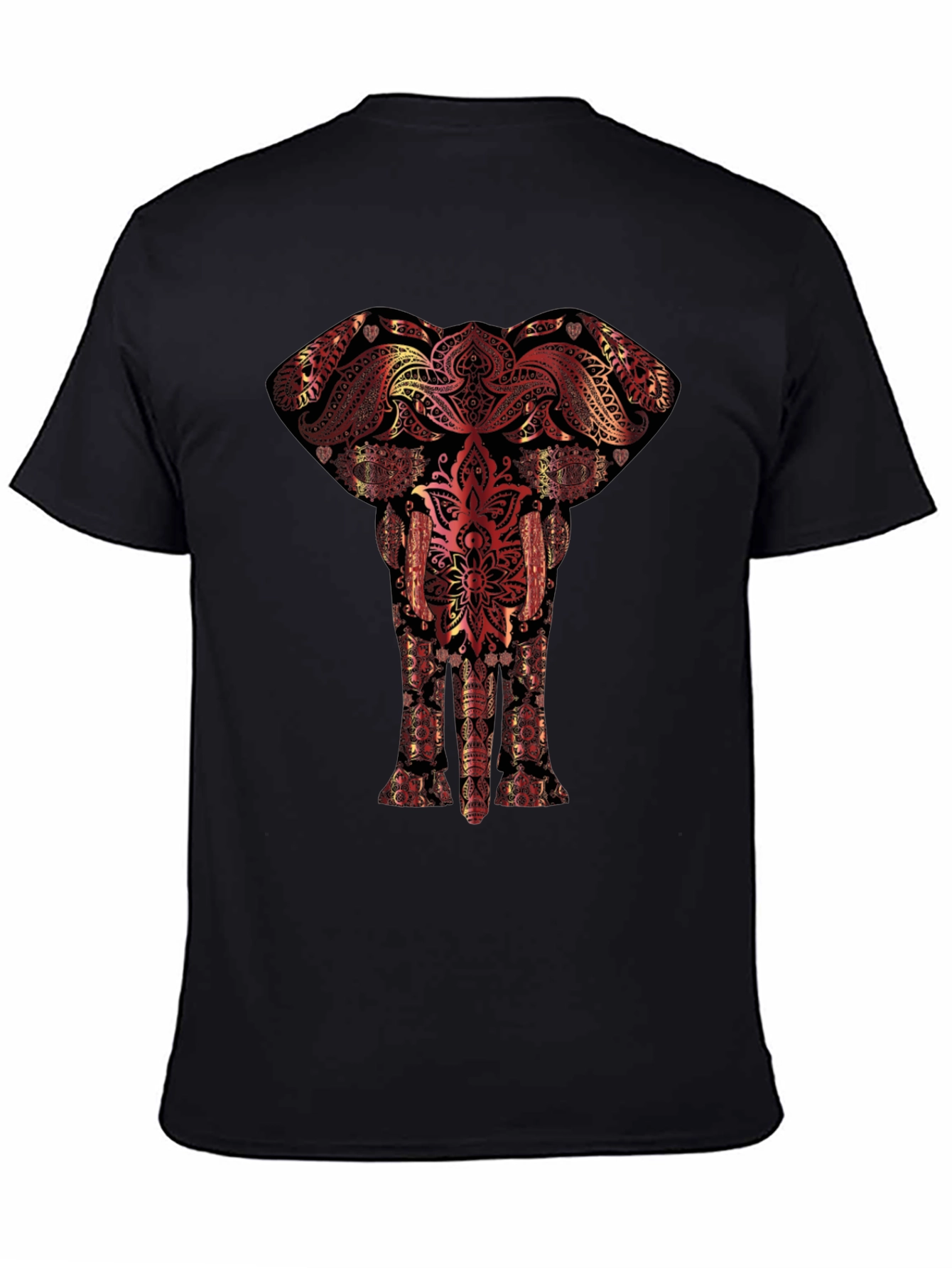 Elephant Mandala Graphic Tee - Artistic Black T-Shirt