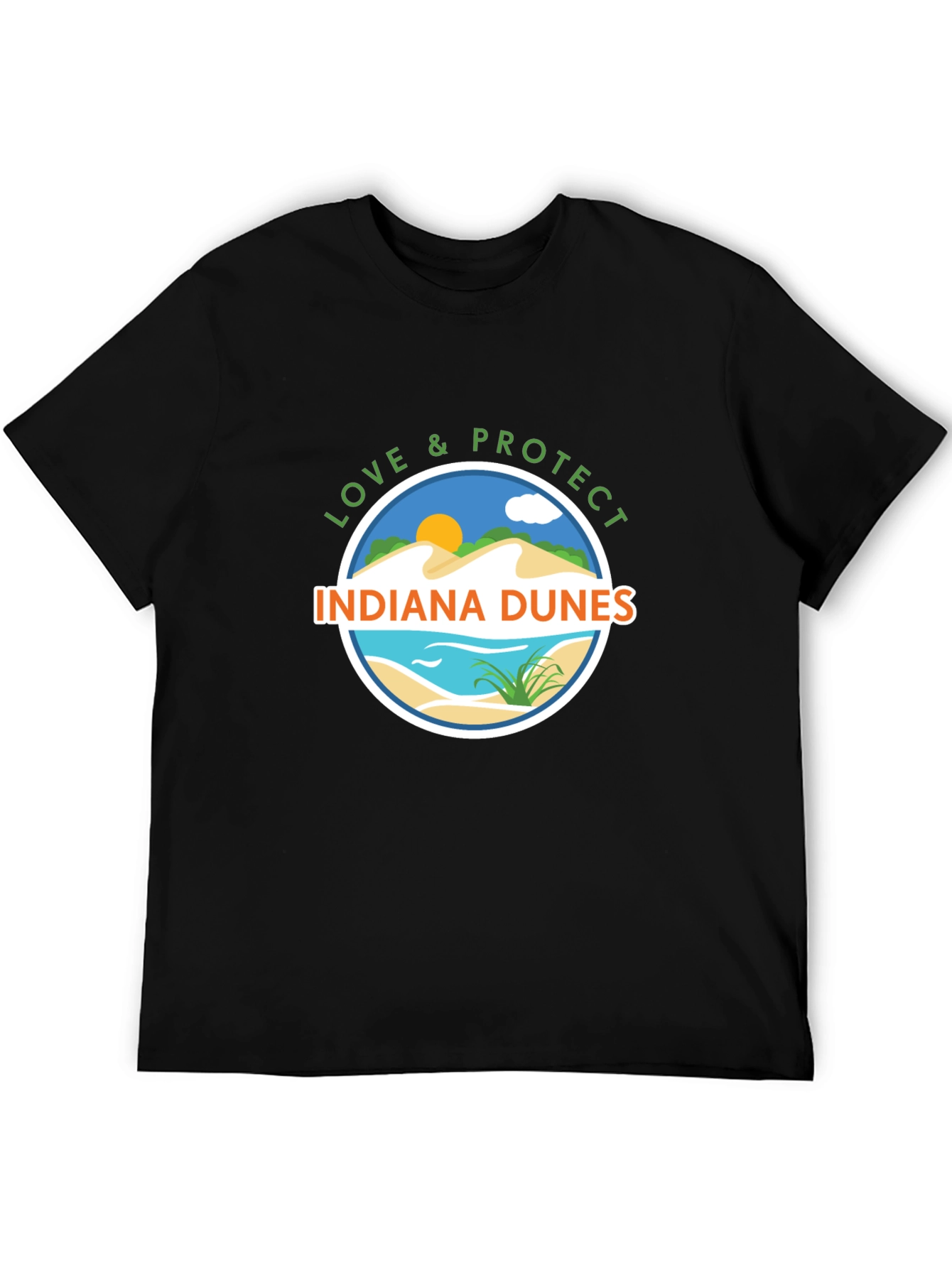 Indiana Dunes Love & Protect Black Graphic Tee
