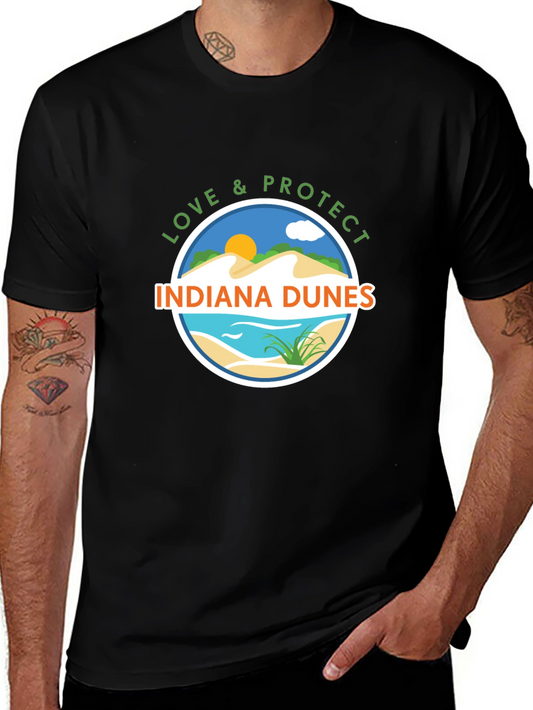 Indiana Dunes Love & Protect Black Graphic Tee