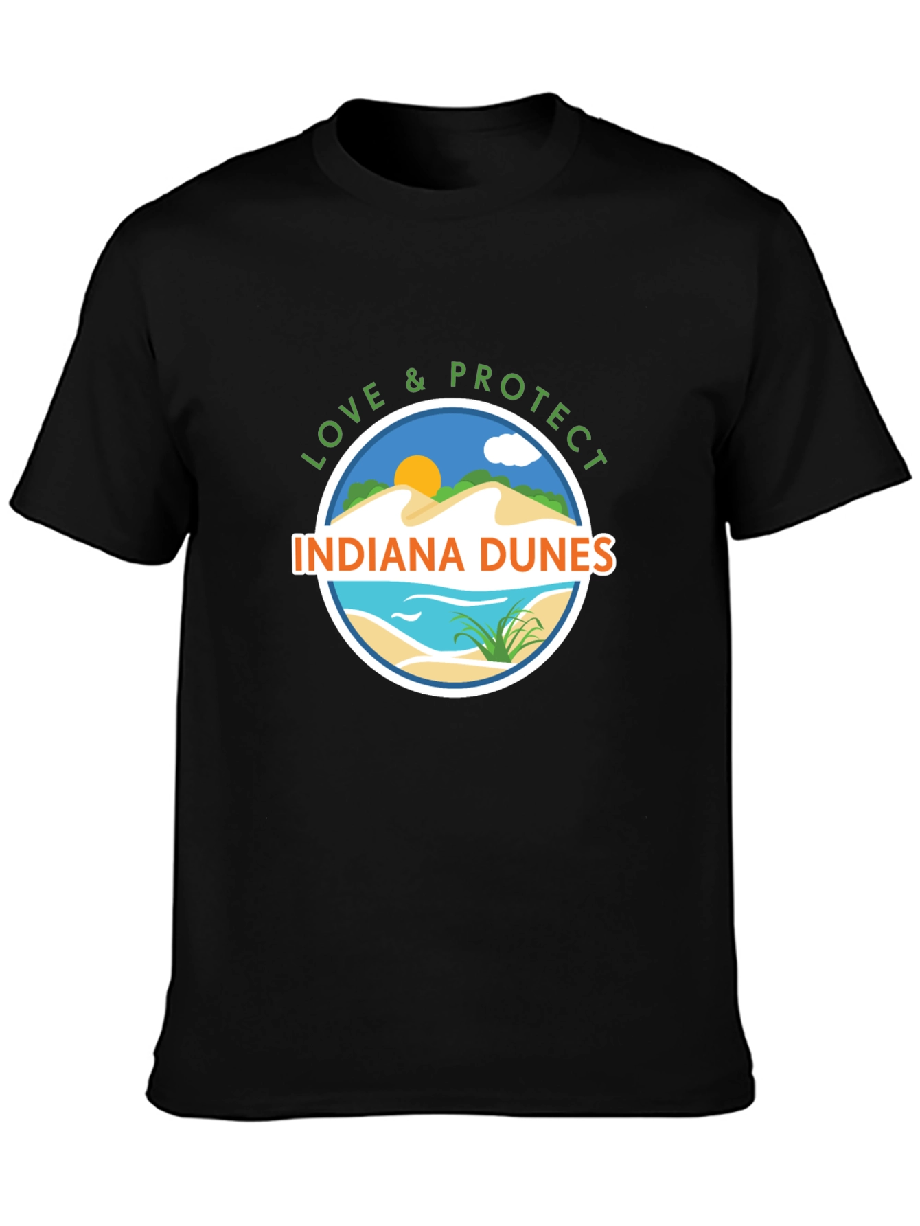 Indiana Dunes Love & Protect Black Graphic Tee