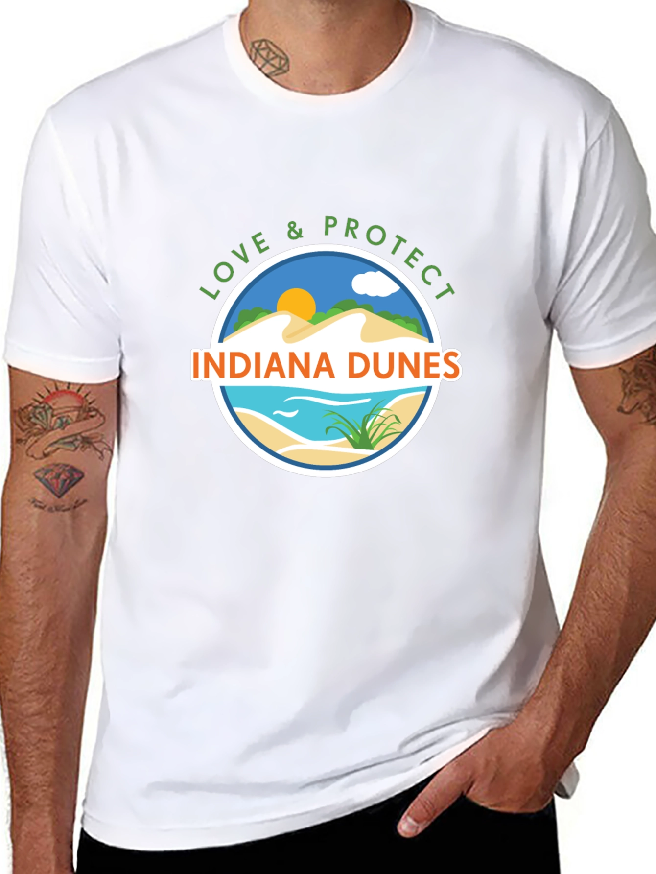 Indiana Dunes Love & Protect Black Graphic Tee