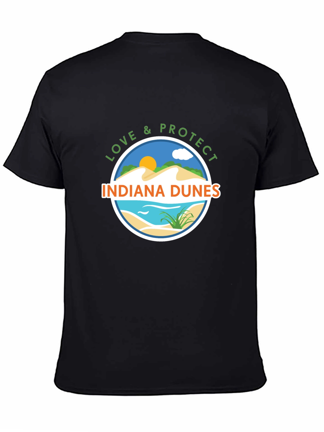 Indiana Dunes Love & Protect Black Graphic Tee