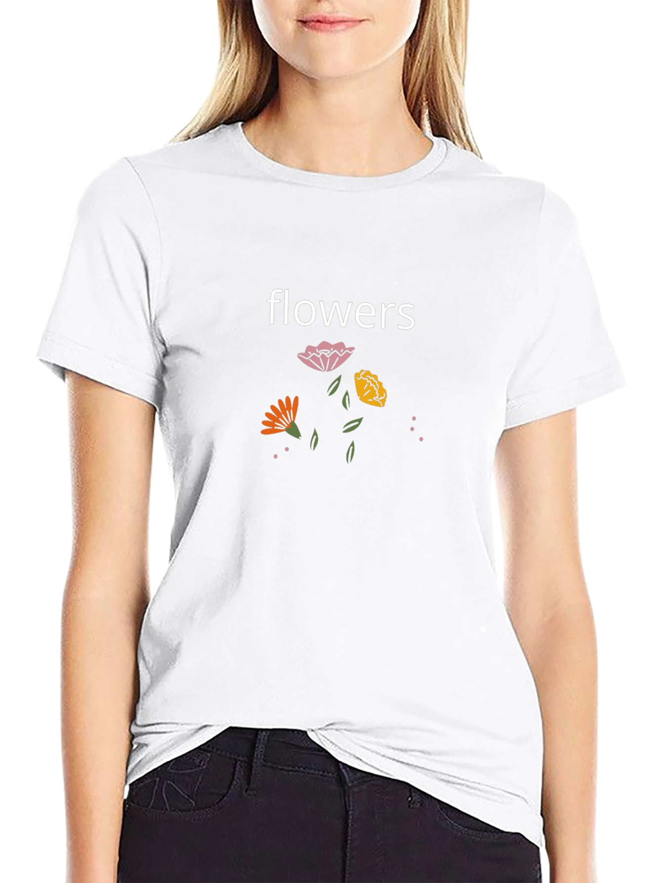 Flowers Graphic Black T-Shirt