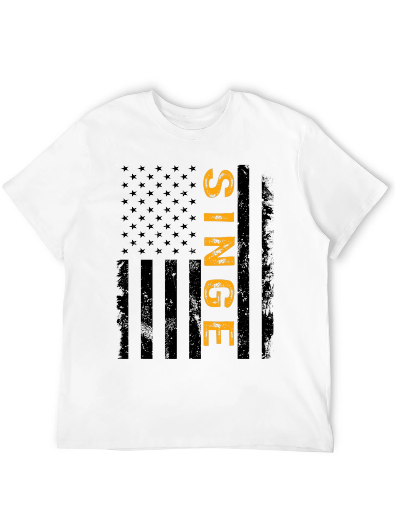 Single American Flag T-Shirt - Black