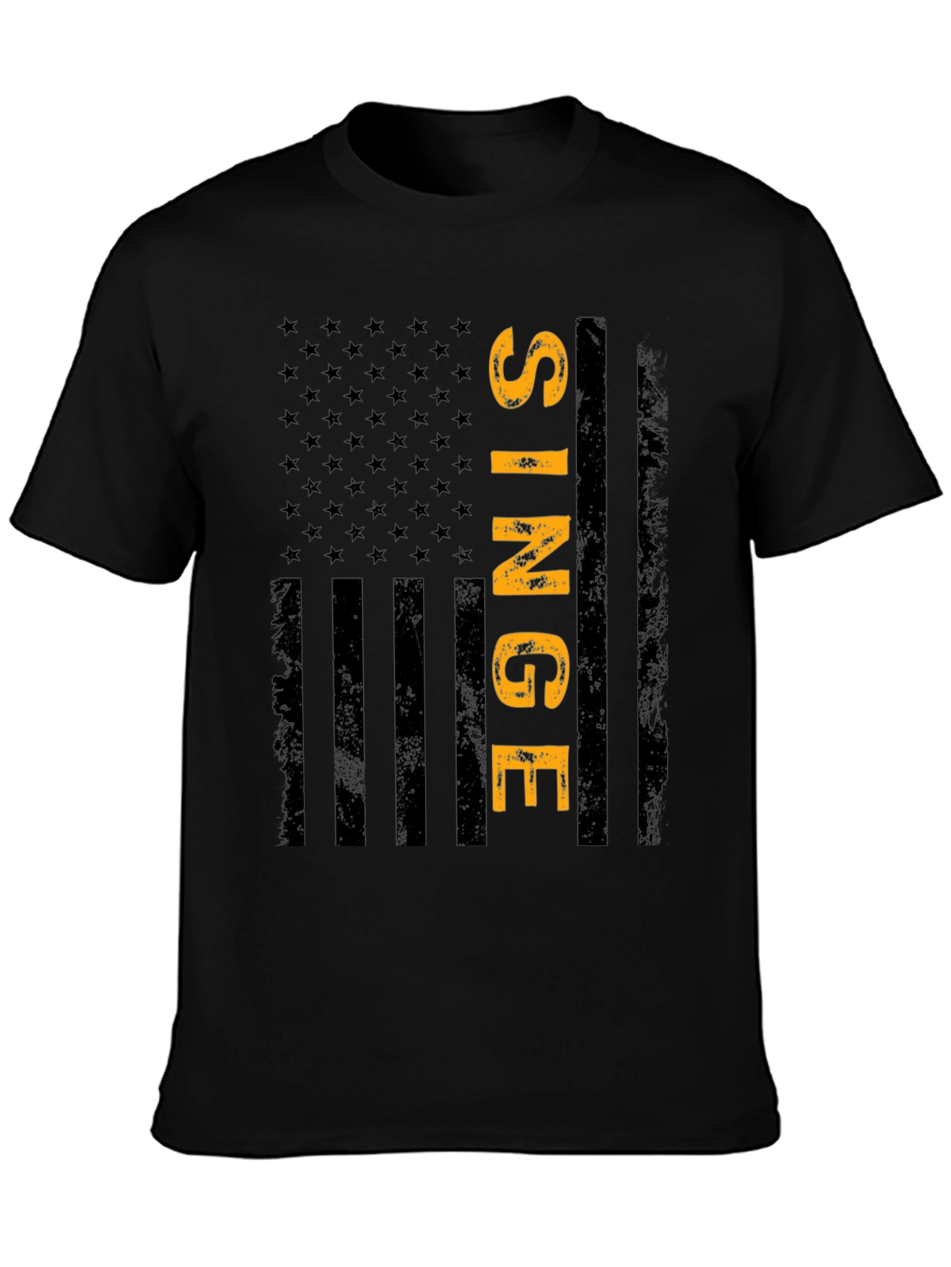 Single American Flag T-Shirt - Black