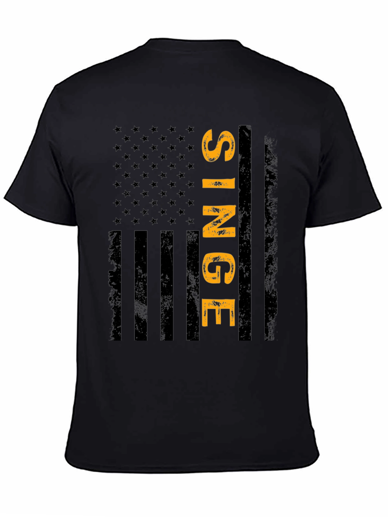 Single American Flag T-Shirt - Black