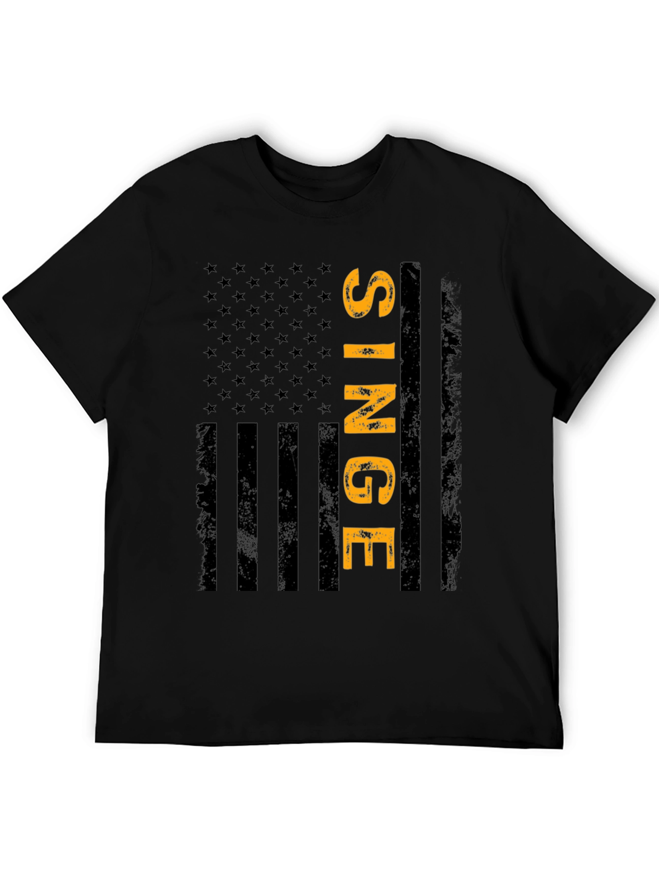 Single American Flag T-Shirt - Black