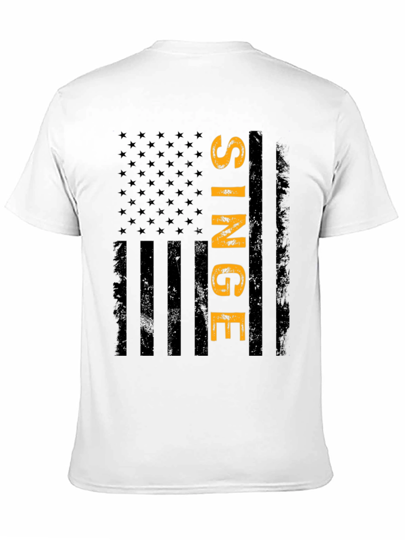 Single American Flag T-Shirt - Black