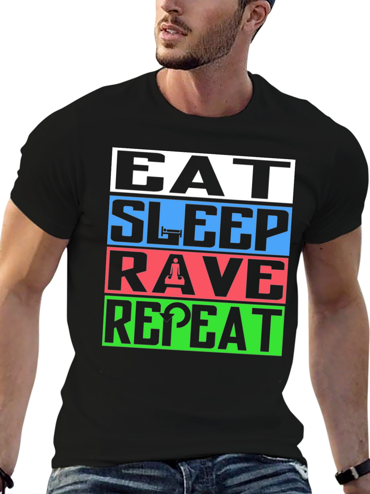 Eat Sleep Rave Repeat T-Shirt - EDM Party Tee