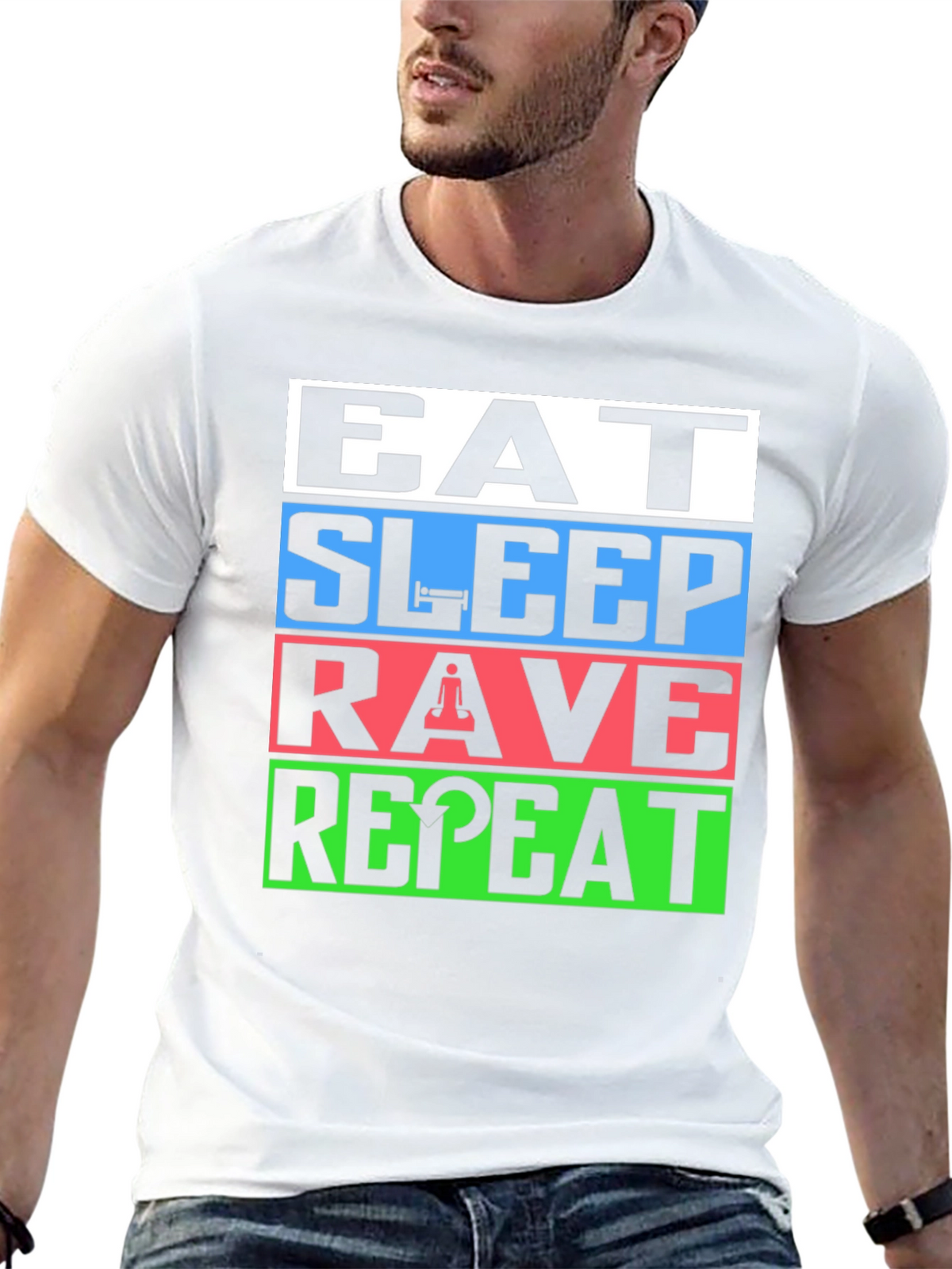 Eat Sleep Rave Repeat T-Shirt - EDM Party Tee