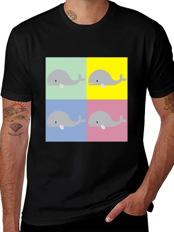 Whale Pop Art Graphic Tee - Black