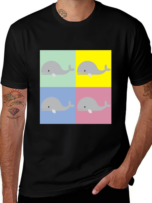 Whale Pop Art Graphic Tee - Black