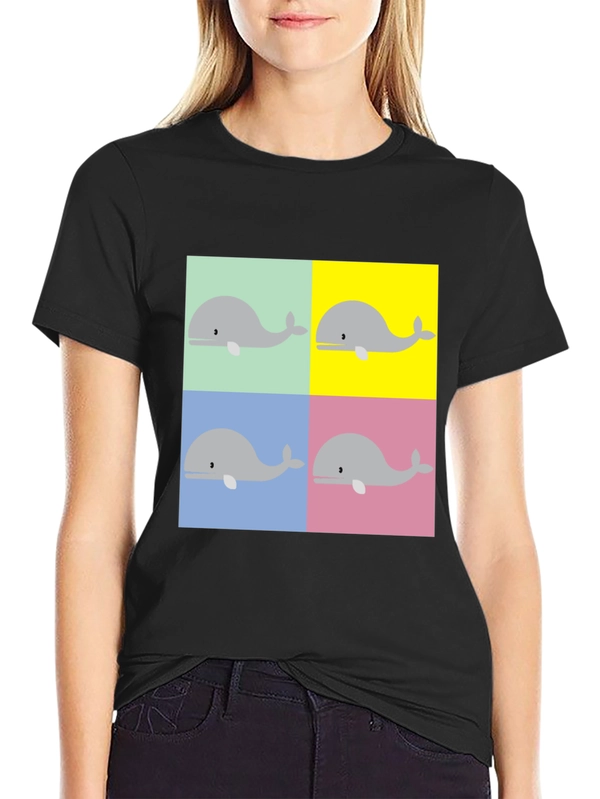 Whale Pop Art Graphic Tee - Black