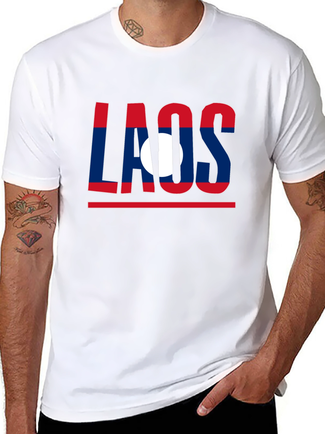 Laos Flag Graphic T-Shirt - Patriotic Style