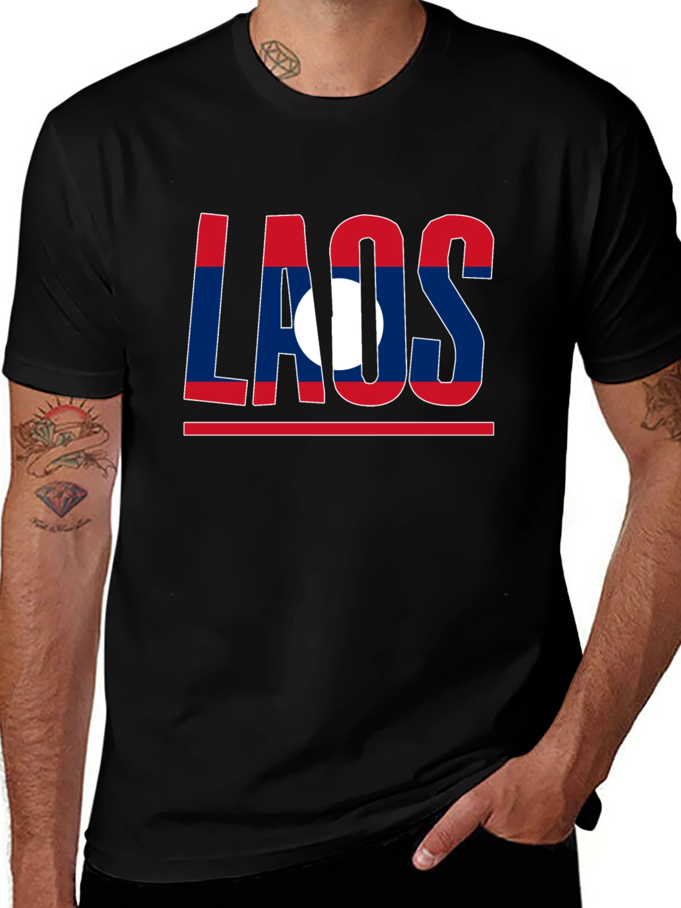 Laos Flag Graphic T-Shirt - Patriotic Style
