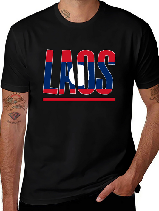 Laos Flag Graphic T-Shirt - Patriotic Style