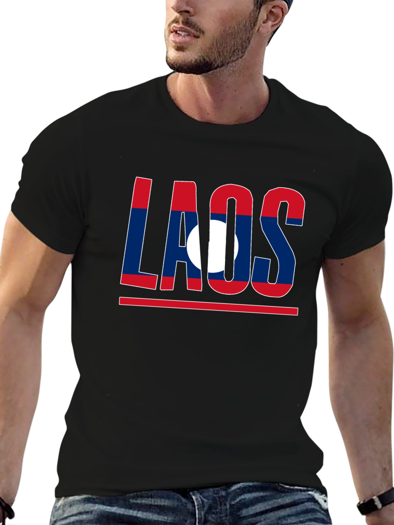 Laos Flag Graphic T-Shirt - Patriotic Style