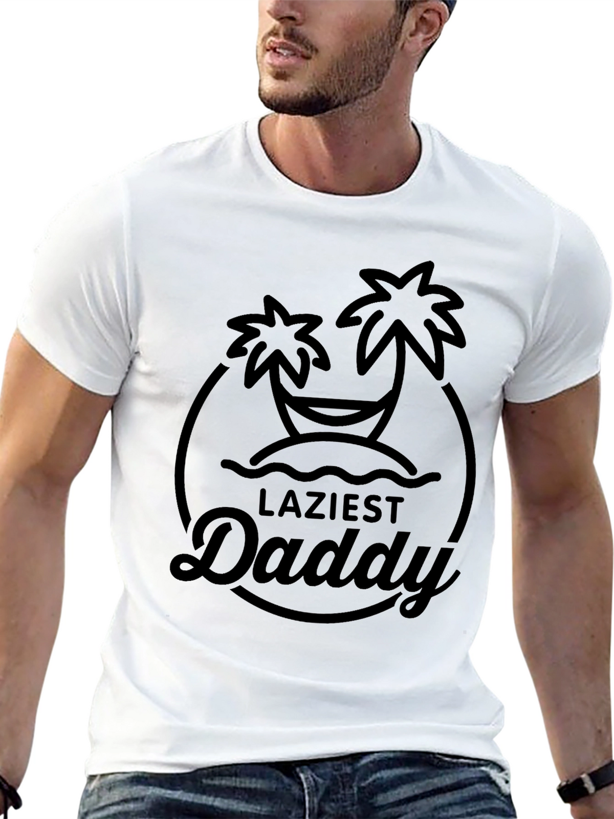 Laziest Daddy Black Graphic Tee