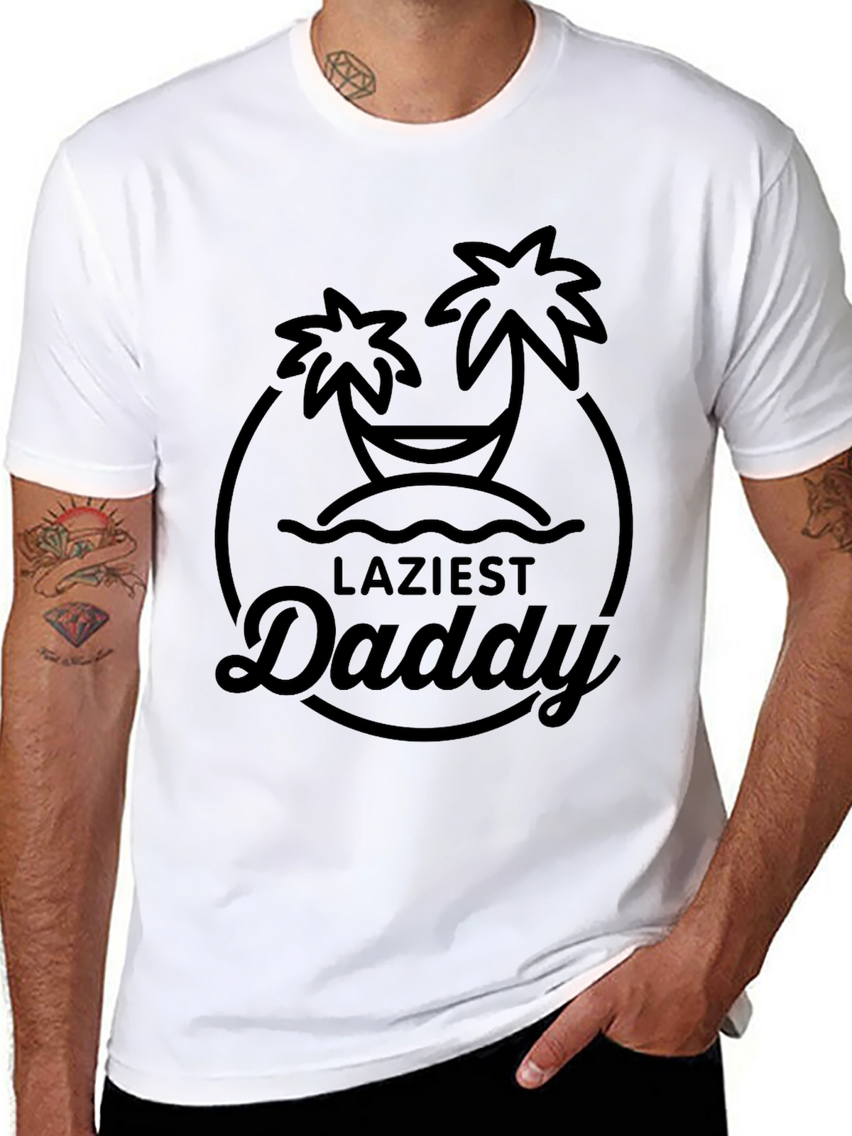 Laziest Daddy Black Graphic Tee