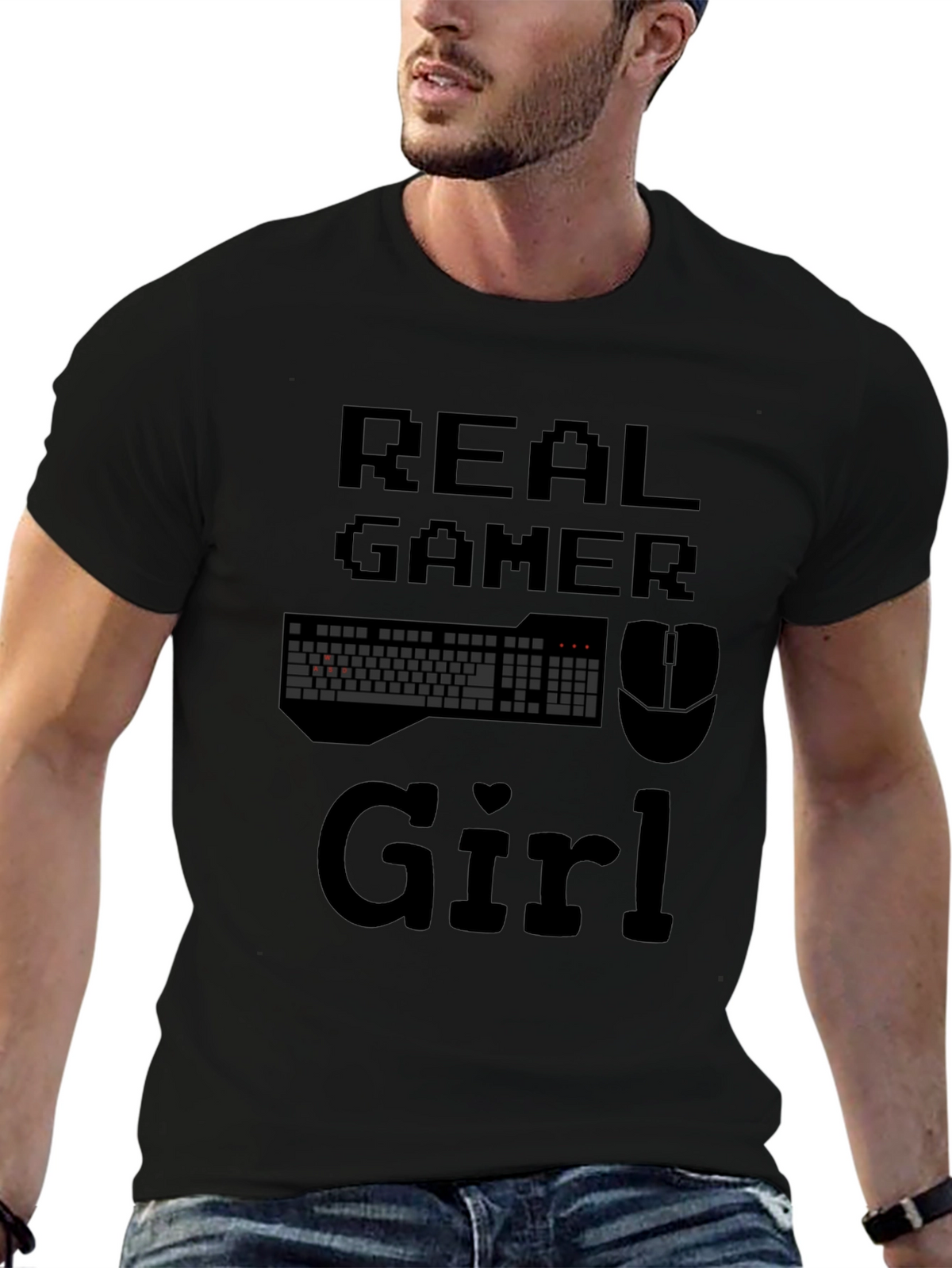 Real Gamer Girl Graphic T-Shirt - Black Cotton Tee