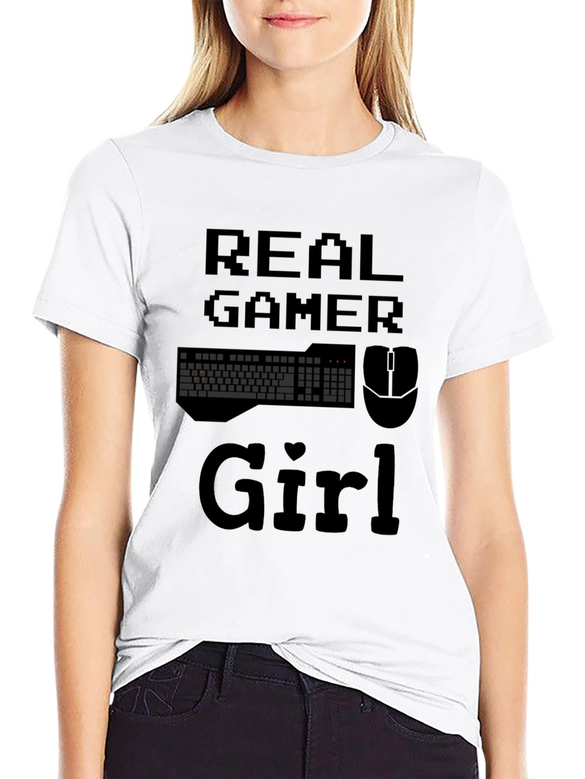 Real Gamer Girl Graphic T-Shirt - Black Cotton Tee