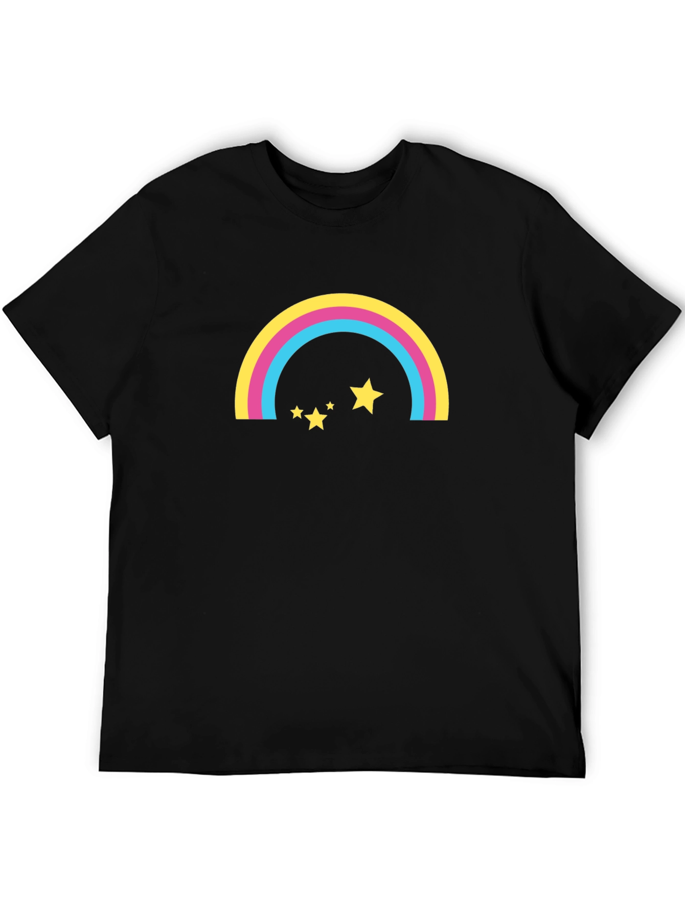 Rainbow Stars Graphic Tee - Black Casual T-Shirt
